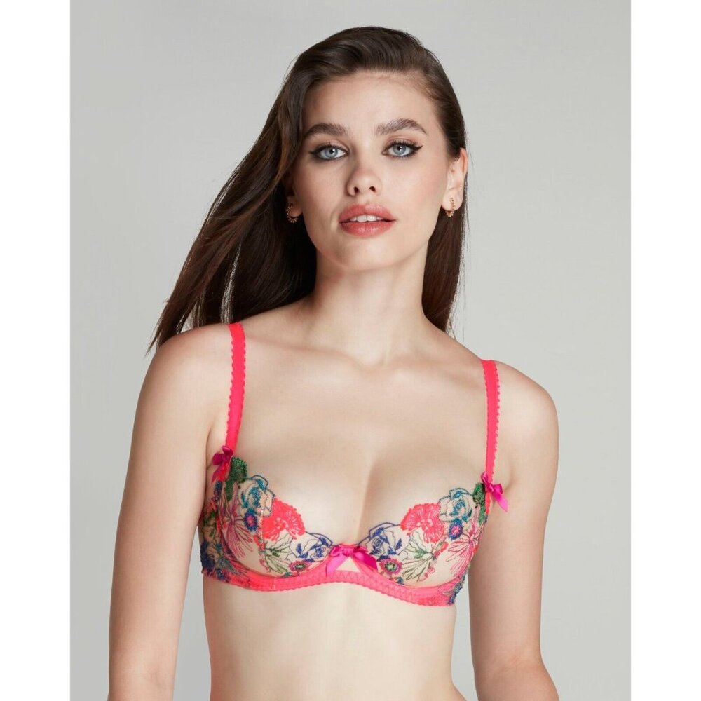 Agent Provocateur Zuri Orange Teal Pink Bra 38F NWT $155